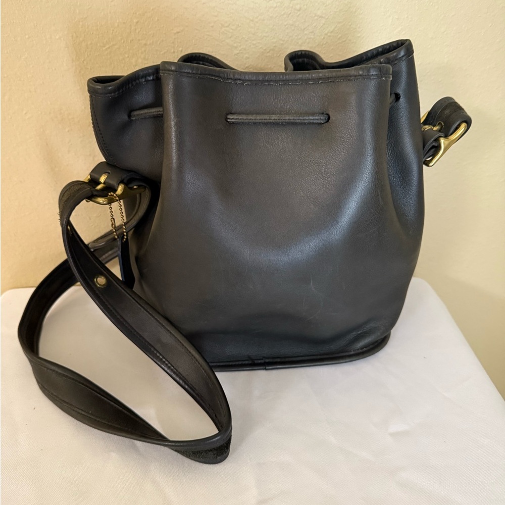 Coach Vintage Black Leather Bucket Bag
